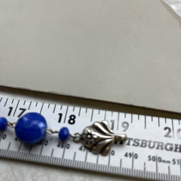 Blue Beaded Necklace with Sterling Silver Accents - Picture 5 of 5